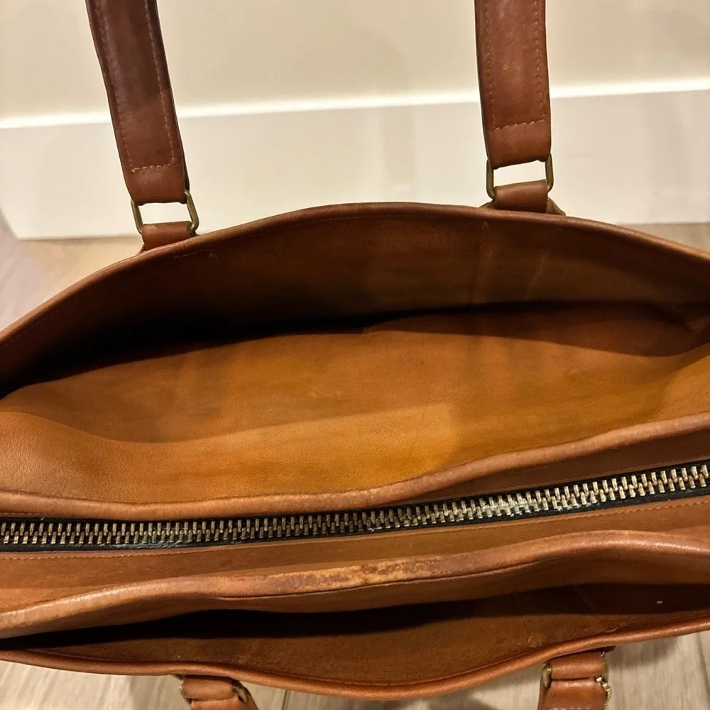 Vtg Coach Leather Embassy Briefcase Purse Handbag British Tan Brown Made in USA